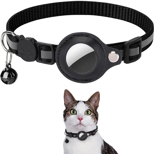 Smart Cat Collar with AirTag Holder and Bell