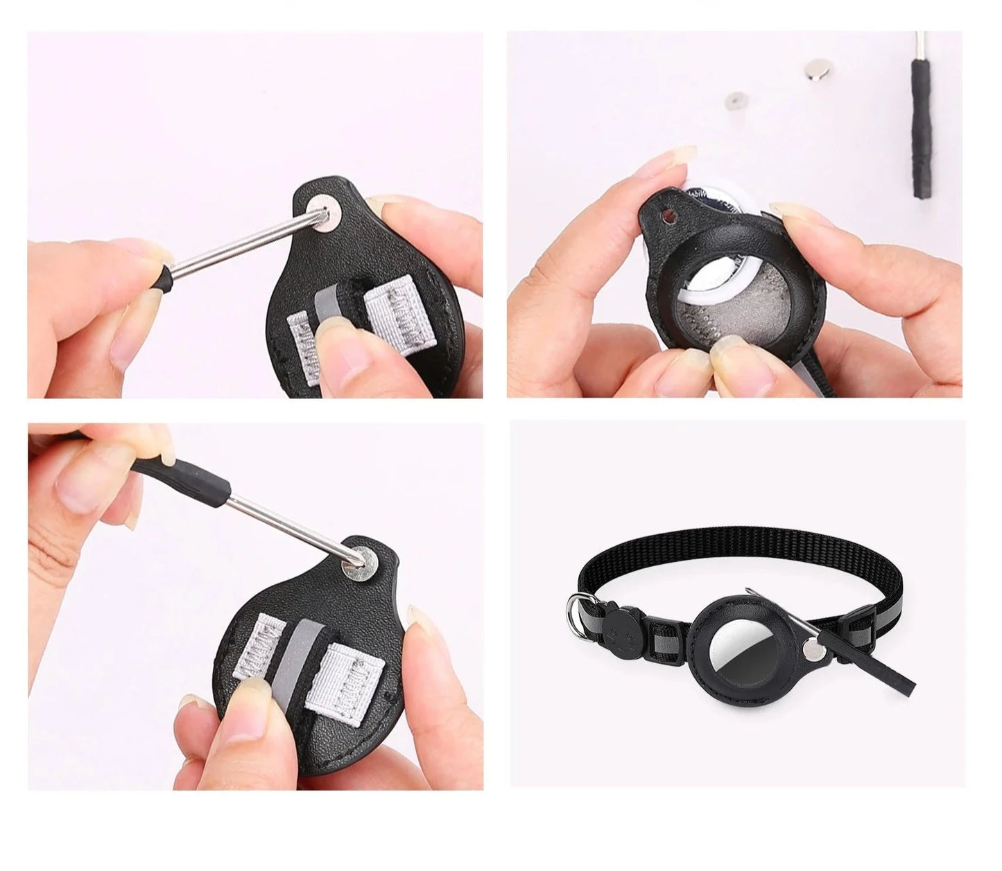 Smart Cat Collar with AirTag Holder and Bell