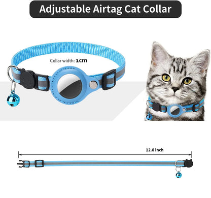 Smart Cat Collar with AirTag Holder and Bell