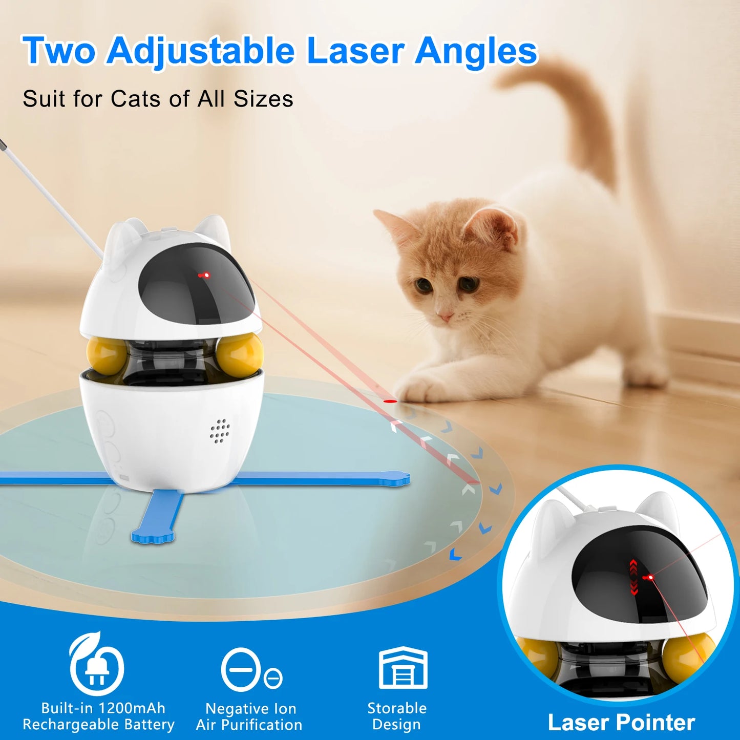 Interactive Cat Toy with Laser, Ball and Feather 4-in-1