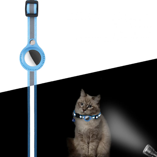 Smart Cat Collar with AirTag Holder and Bell